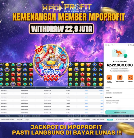MPOPROFIT JACKPOT SLOT PRAGMATIC! KEMENANGAN MURNI DI (STARLIGHT PRINCESS 1000 TOTAL 22.900.000,- LUNAS)